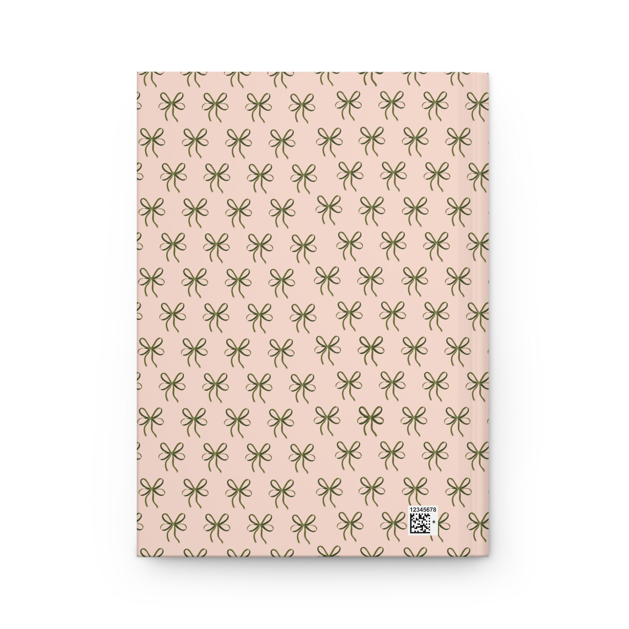 Bow Pattern Hardcover Journal — Pink & Olive Minimal Notebook for Gifts, Planning, and Everyday Notes