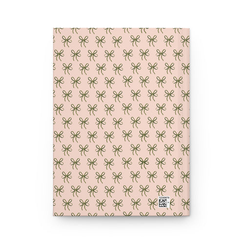 Bow Pattern Hardcover Journal — Pink & Olive Minimal Notebook for Gifts, Planning, and Everyday Notes