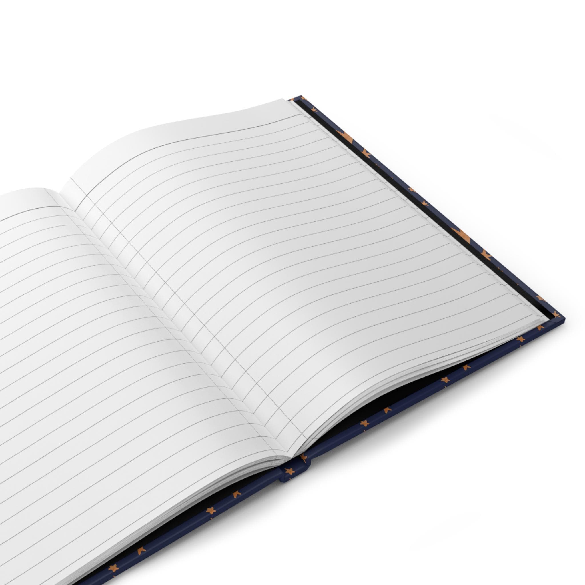 Copper Stars Pattern Hardcover Journal | Blue Starry Notebook