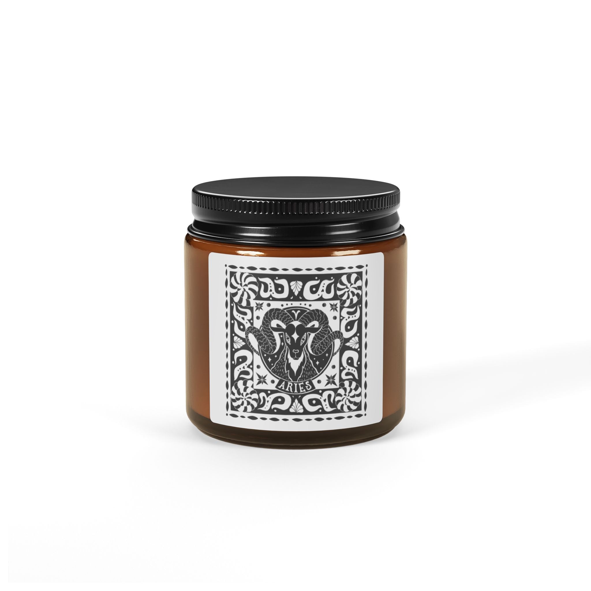 Aries Zodiac Scented Soy Candle — Amber Jar
