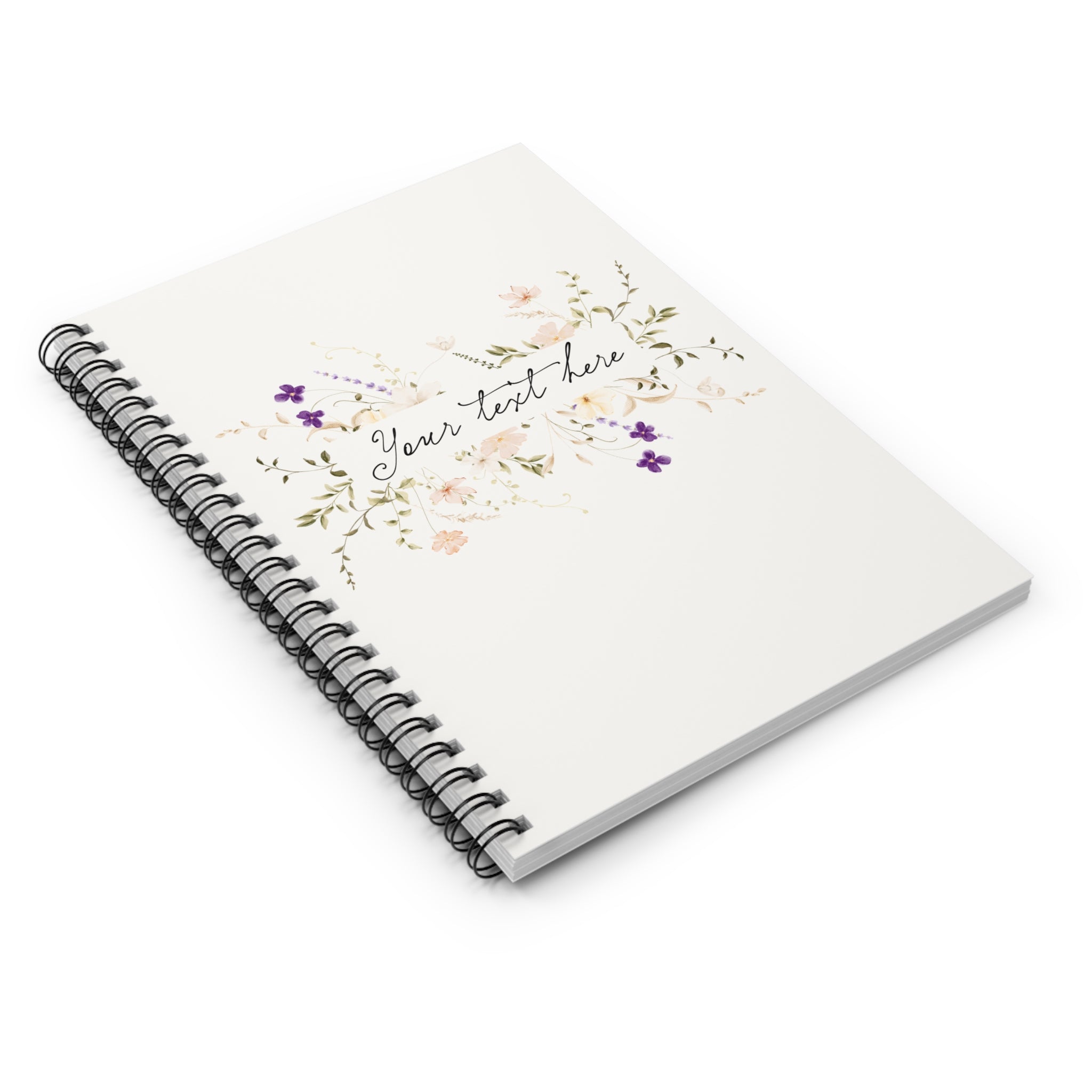 Floral Personalized Spiral Notebook — Ruled Journal with Custom Text