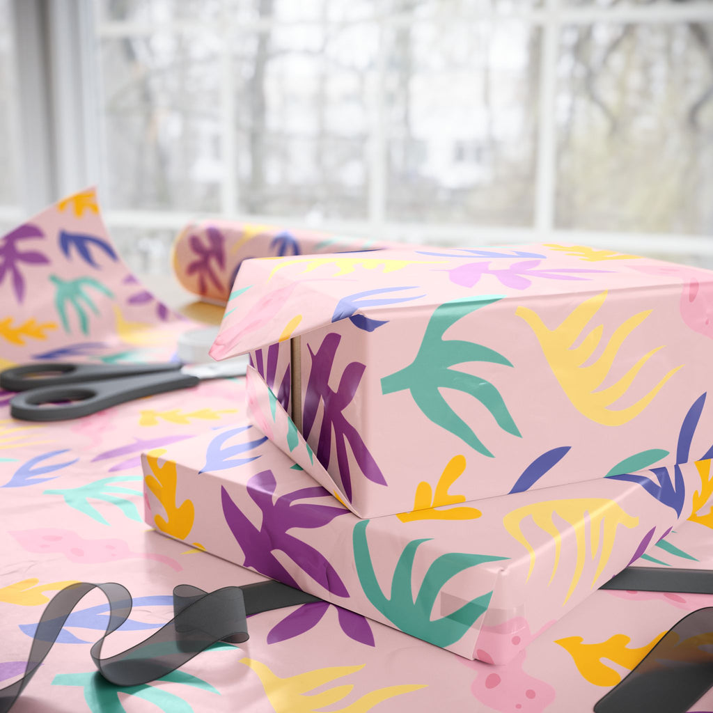 Floral Confetti Wrapping Paper - Pastel Pink Botanical Gift Wrap