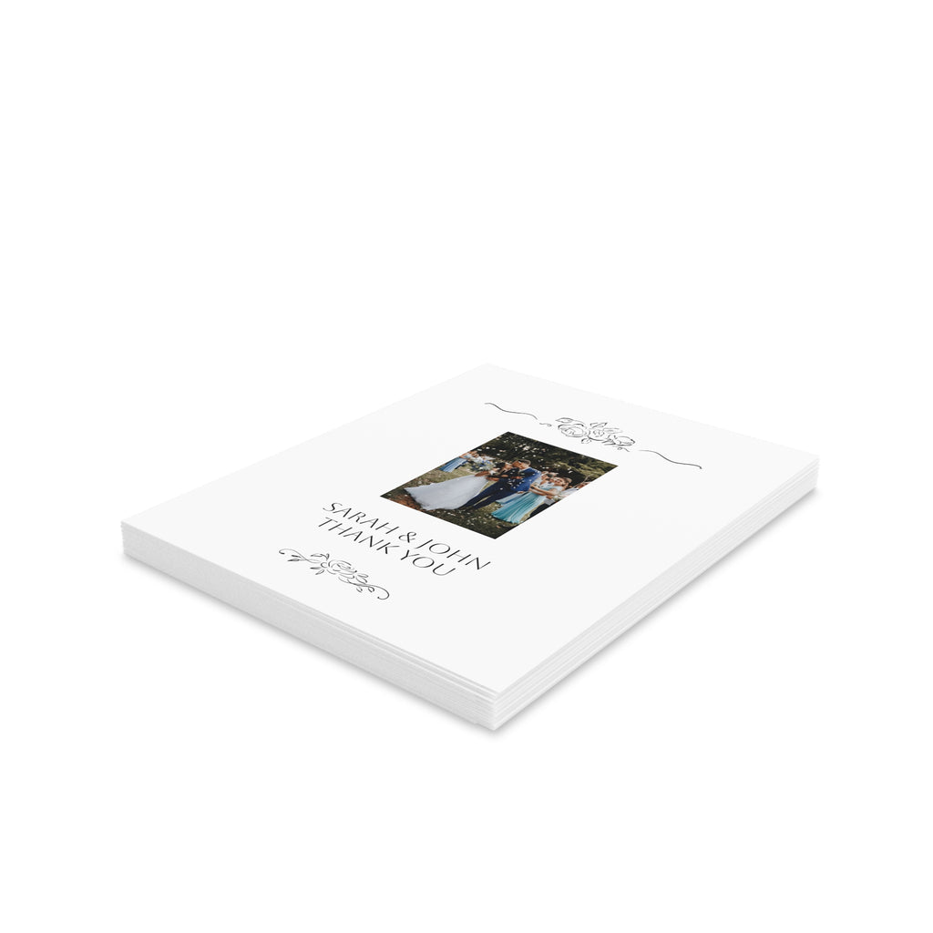 Floral Frame Photo Thank You Greeting Card (x 8 pcs and up)