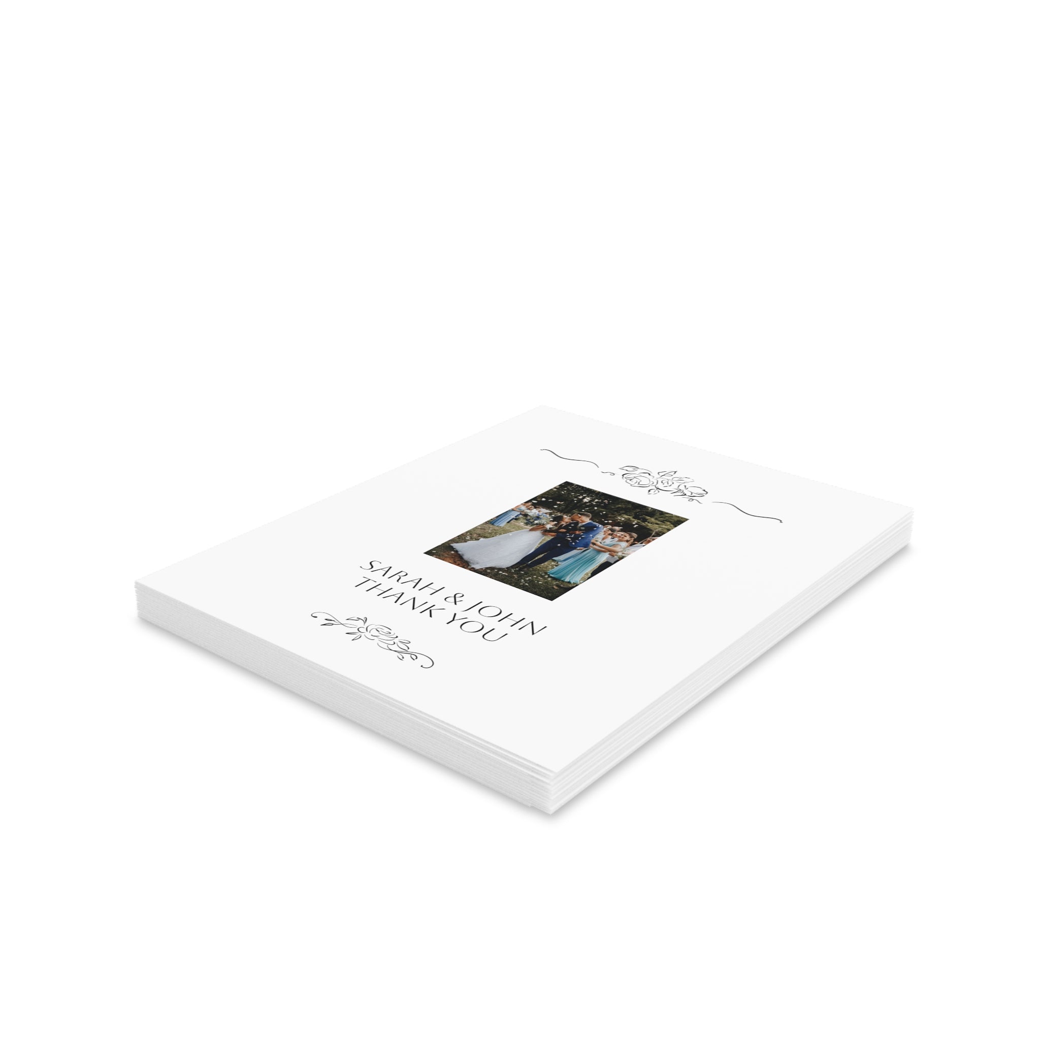 Floral Frame Photo Thank You Greeting Card (x 8 pcs and up)