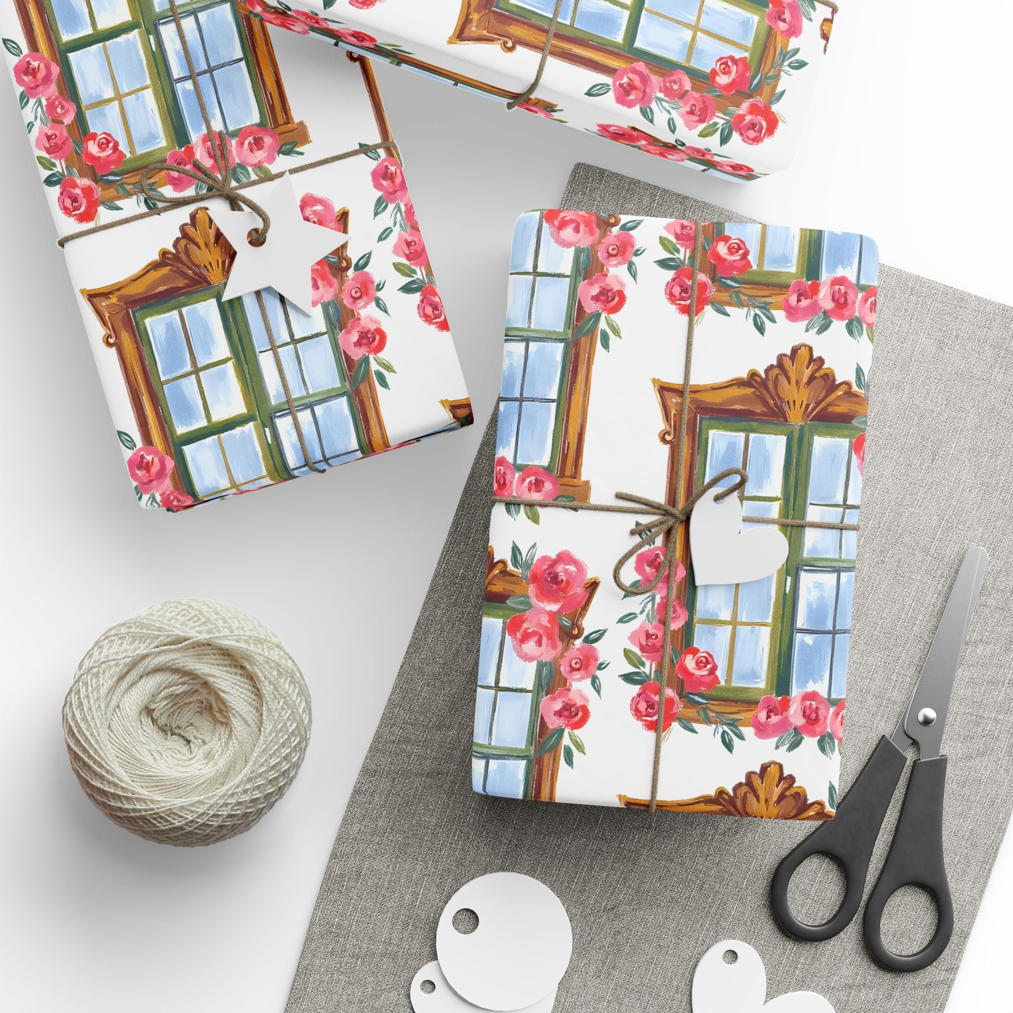 Floral Window Wrapping Paper – Vintage Rose Garland Gift Wrap