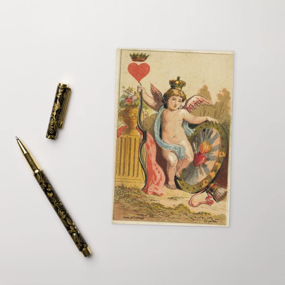 Vintage Cupid Postcard – Romantic Antique Valentine Art Card – Cherub Love Illustration – Classic Romantic Stationery