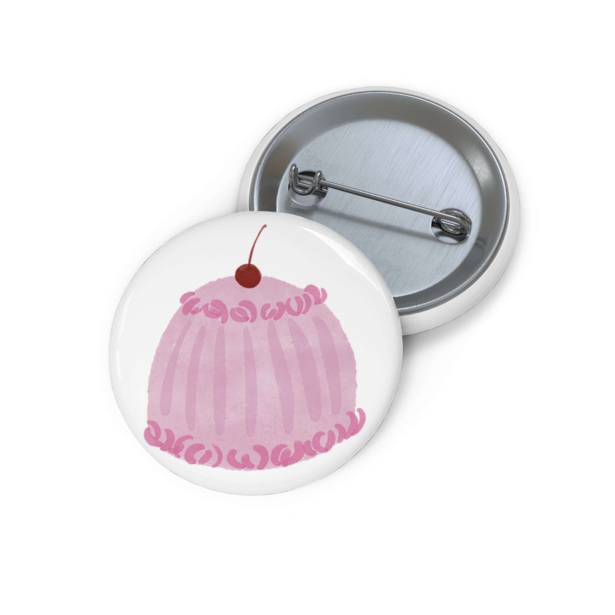 Pin Button, Pink Cupcake Cherry Badge, Cute Bakery Aesthetic Pin