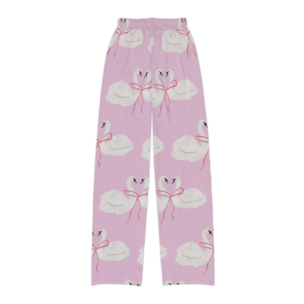 Kids Lounge Pants, Pink Swan Sleepwear for Girls, Soft Pajama Bottoms