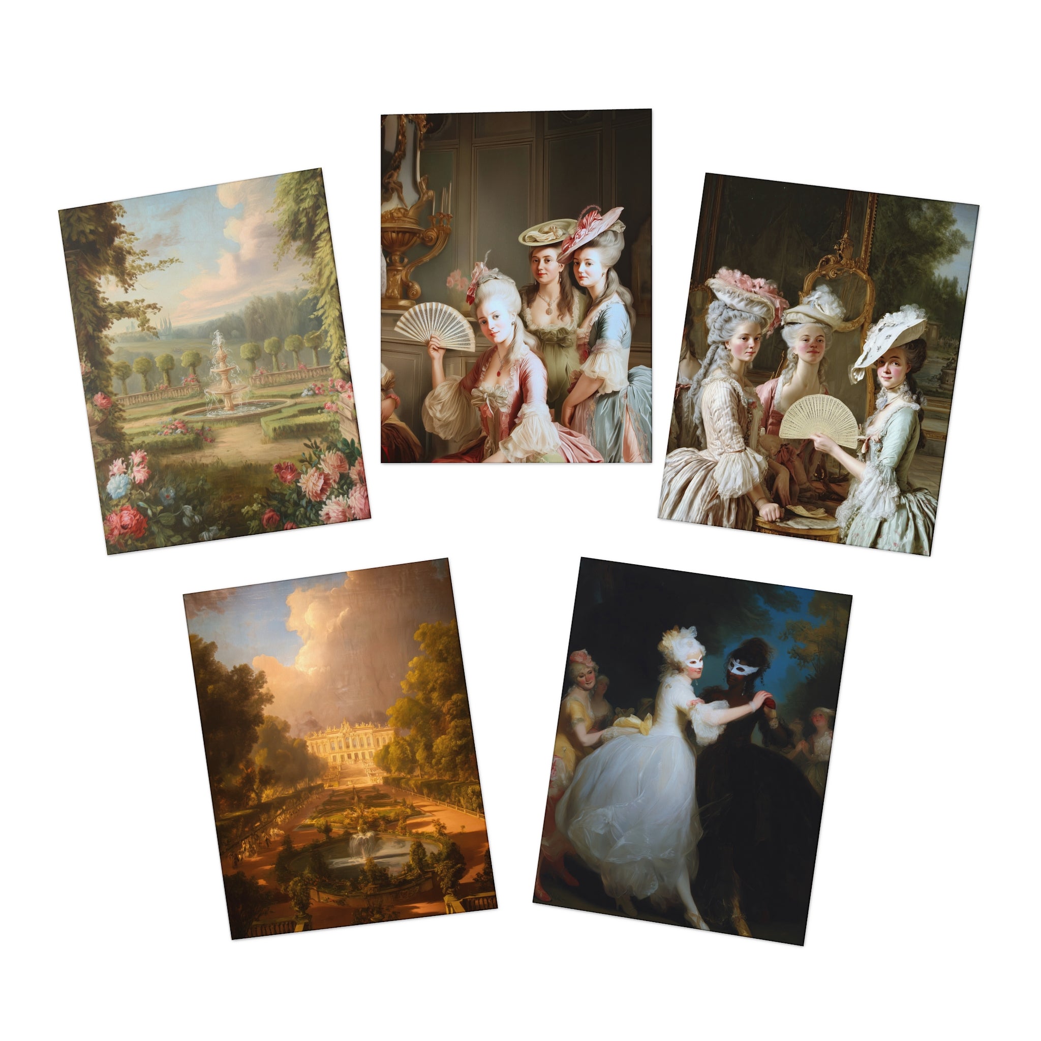 Vintage Rococo Art Greeting Cards (Set of 5)