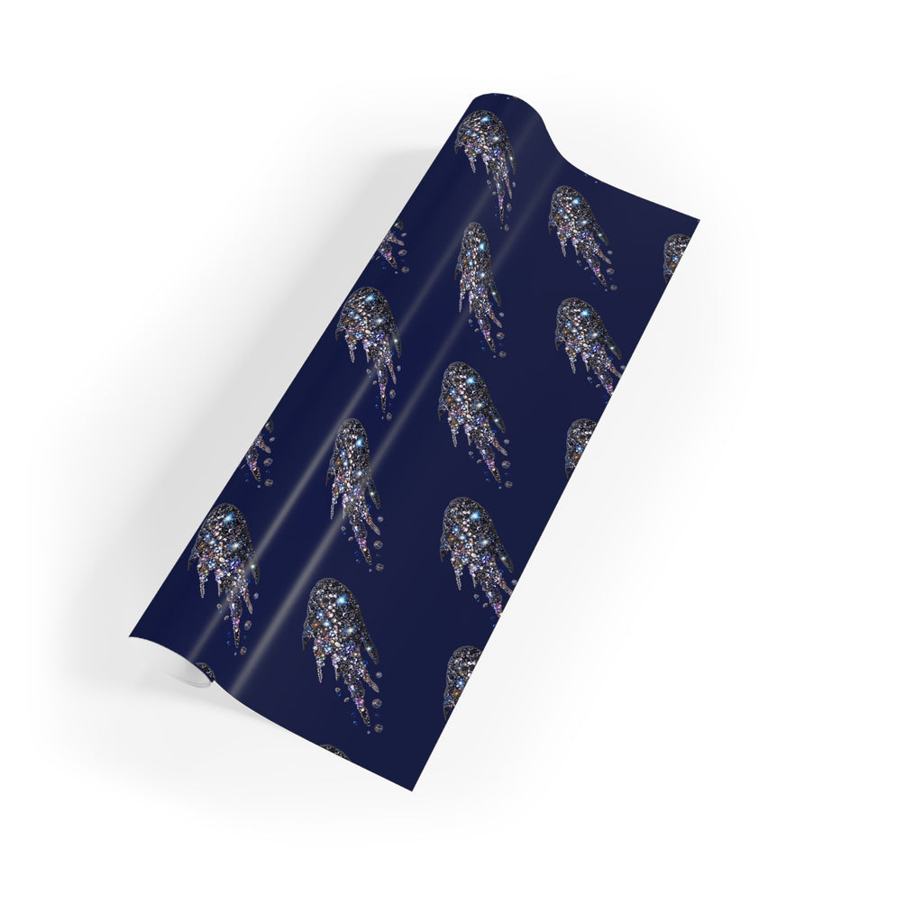 Navy Shooting Star Gift Wrap Roll — Celestial Holiday Wrapping Paper