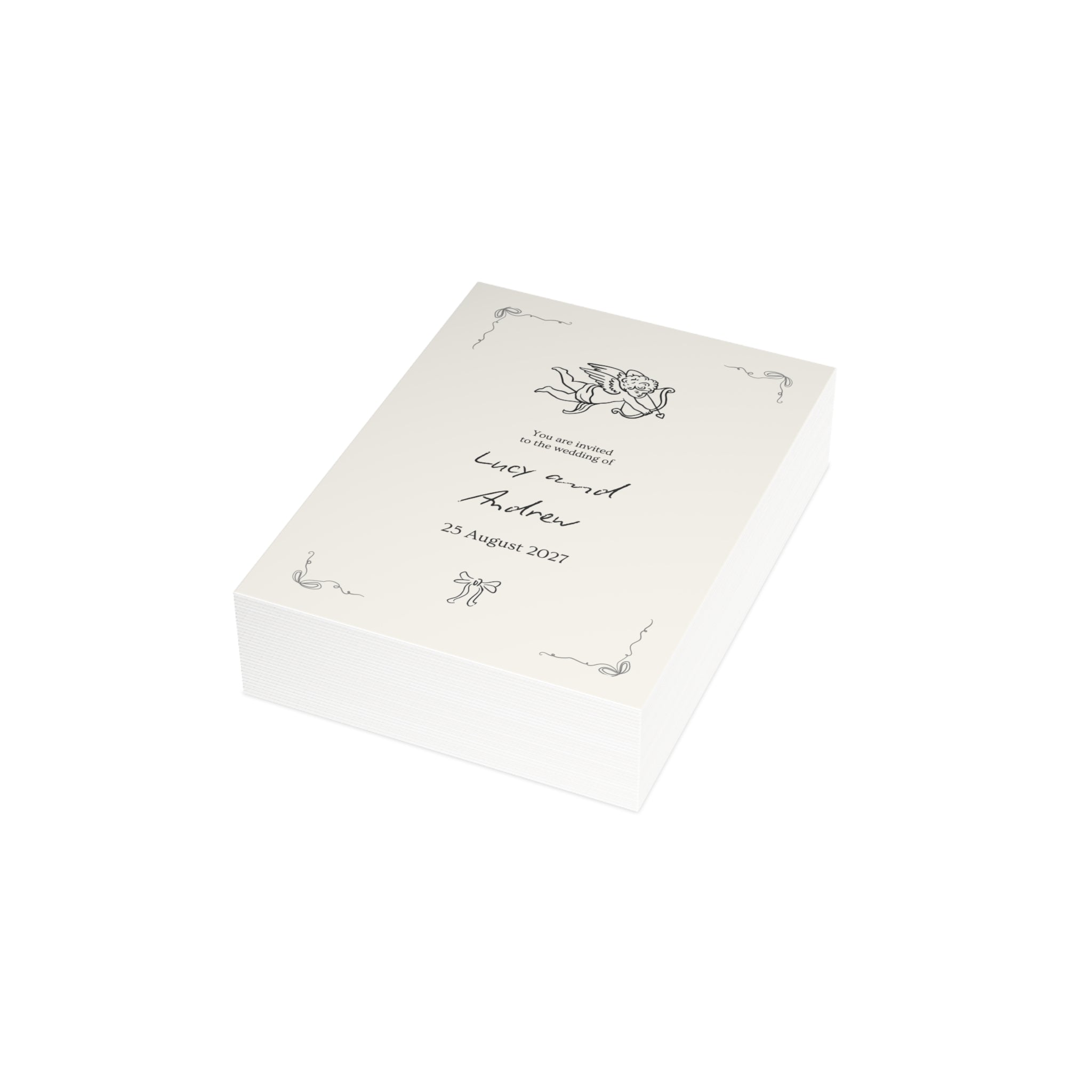 Vintage Cherub Wedding Invitation Card – Two-Sided Ceremony & Reception Template
