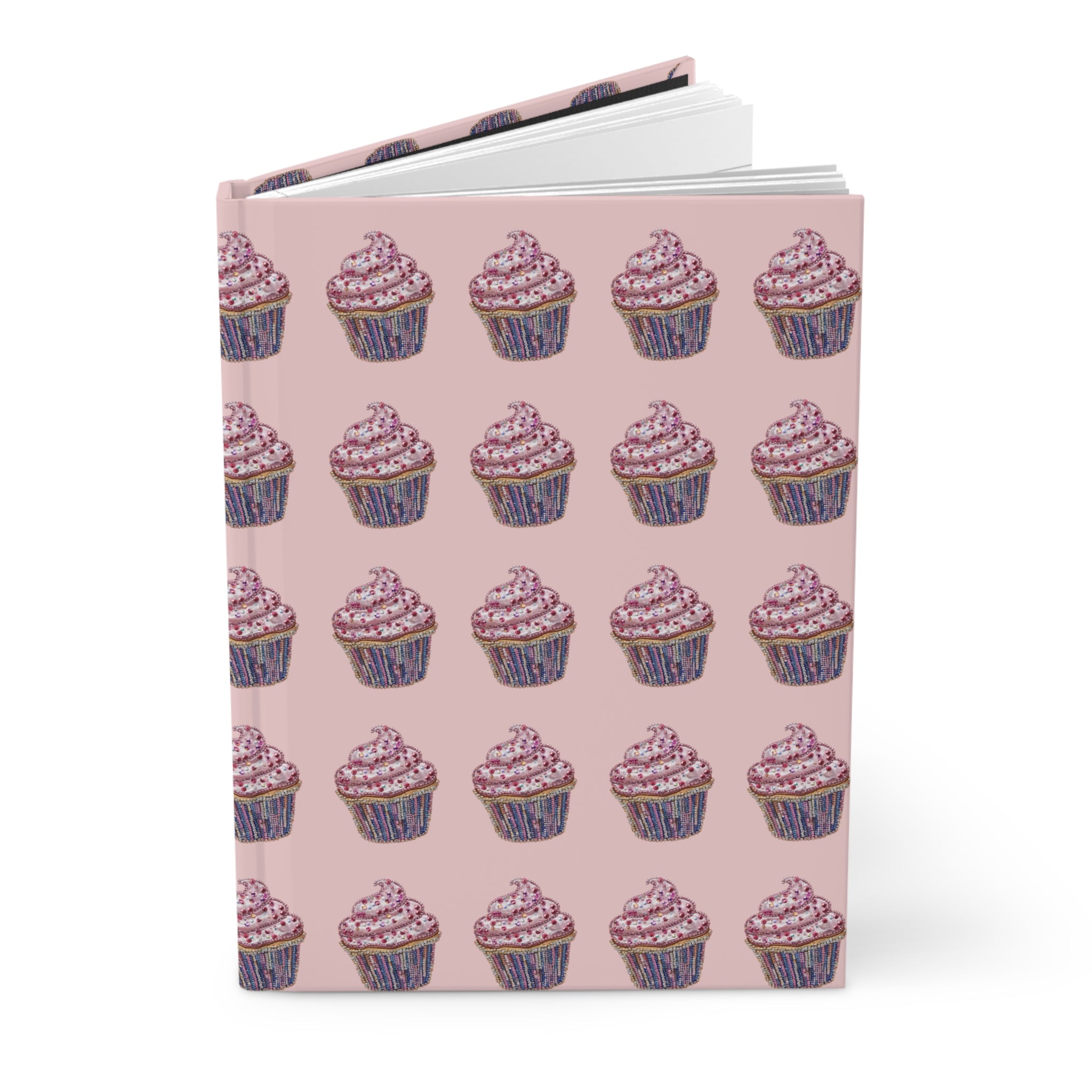 Cupcake Pattern Hardcover Journal — Pink Pastry Notebook for Baking Lovers & Gift Giving