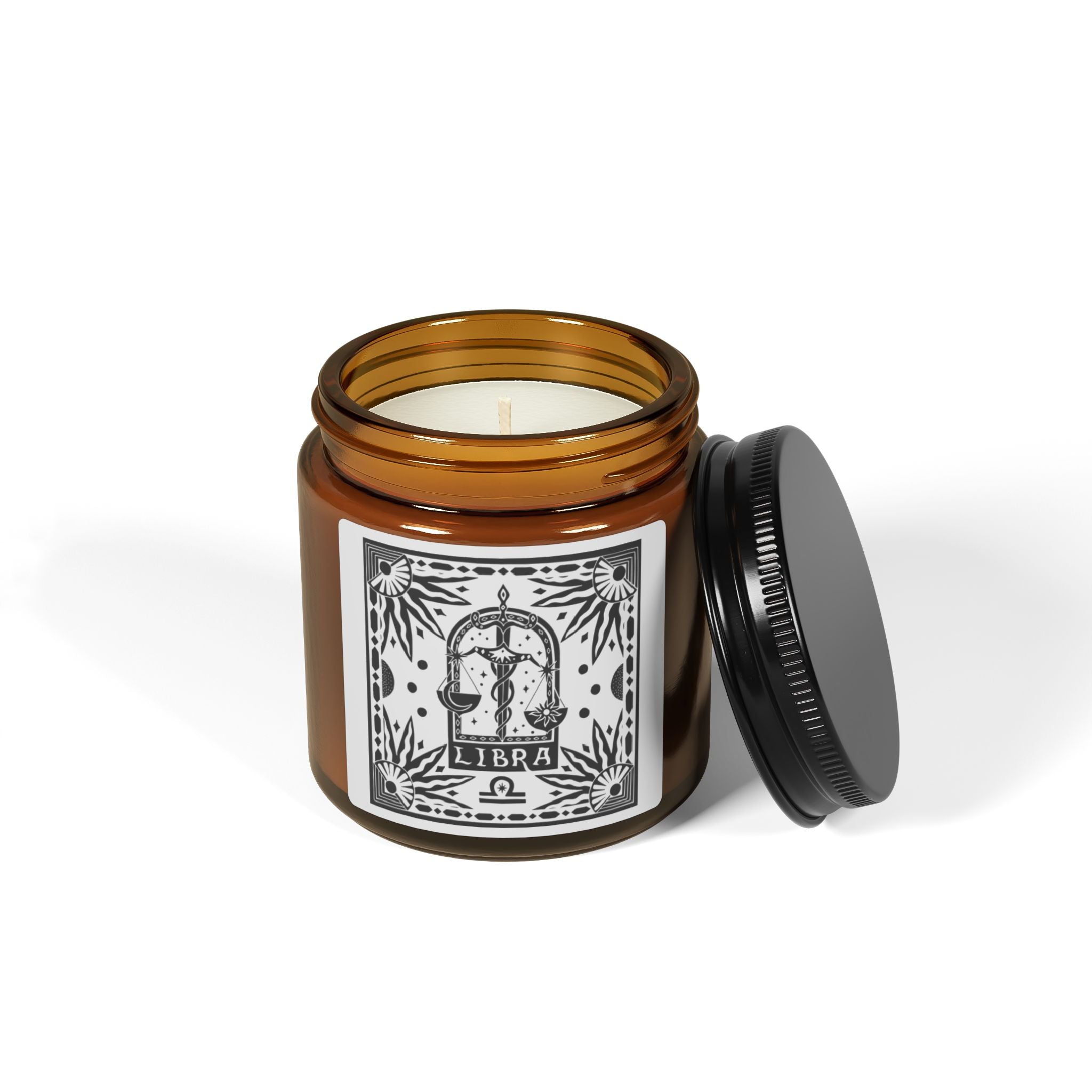 Libra Zodiac Scented Soy Candle — Amber Jar (Multi-Size)