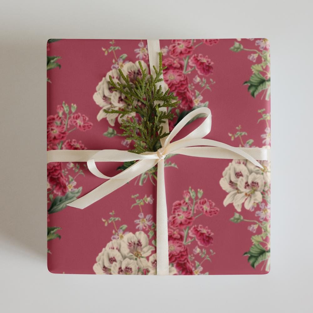 Vintage Floral Wrapping Paper Sheets – Pink Matte Gift Wrap Set