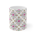Floral Tile Pattern Mug — Ceramic Coffee Cup (11oz & 15oz)