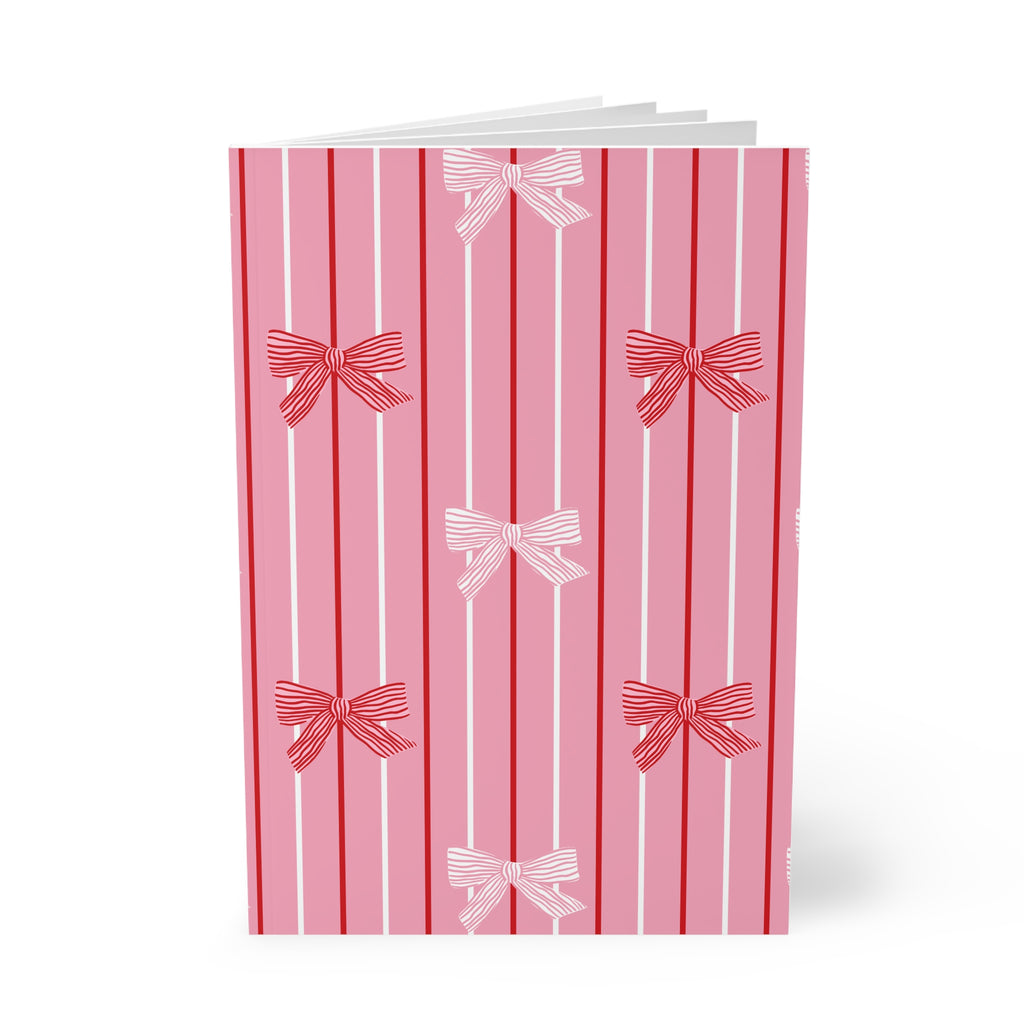 Bow Stripe Notebook A5 | Pink Softcover Journal