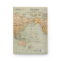 Vintage World Map Hardcover Journal — Travel Notebook, Retro Globe Gift