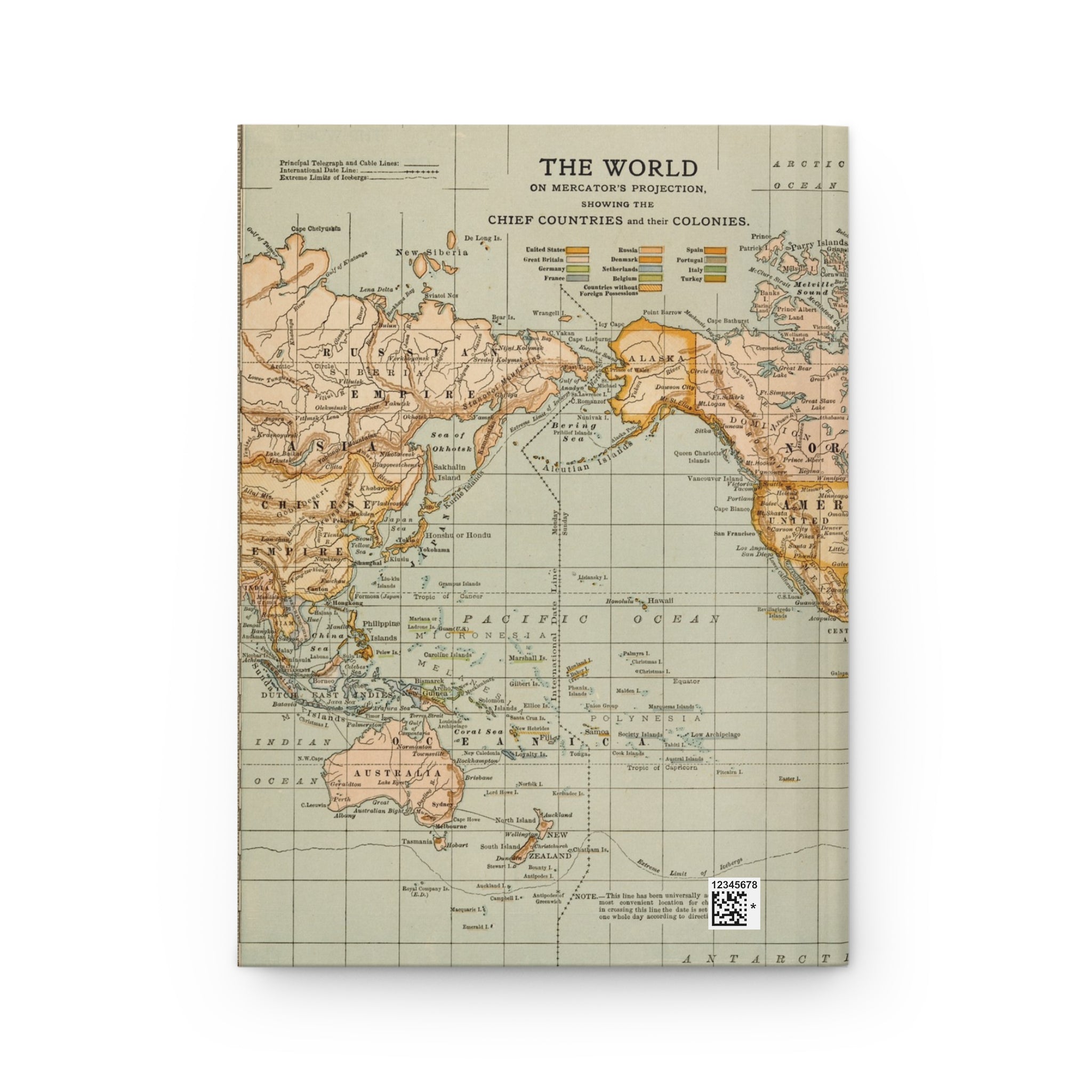 Vintage World Map Hardcover Journal — Travel Notebook, Retro Globe Gift