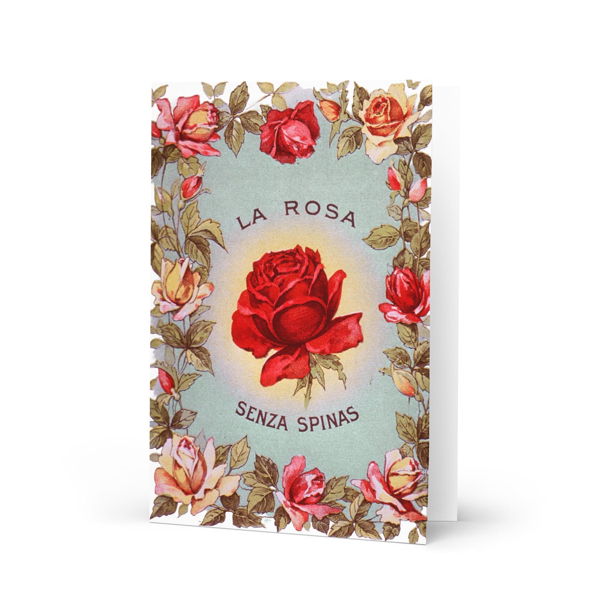 Vintage Rose Greeting Card – Antique Floral Romantic Card