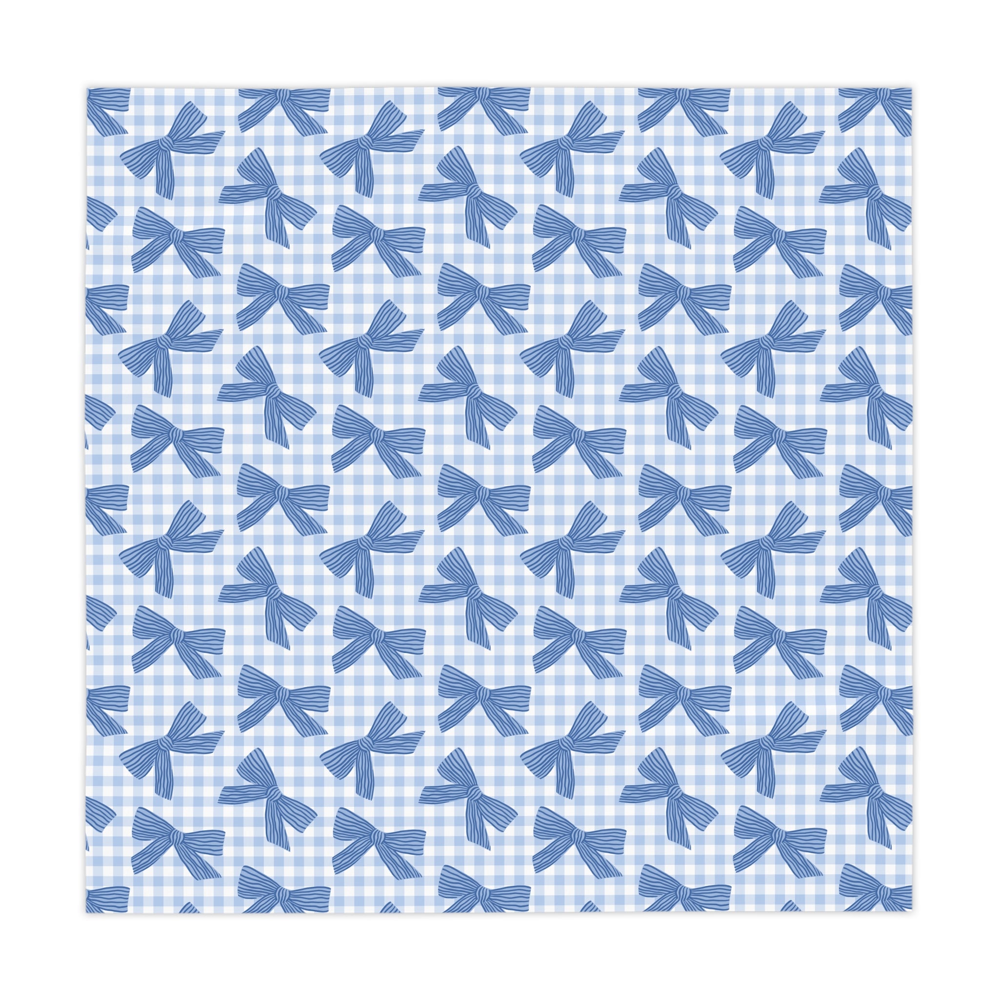 Blue Gingham Bow Tablecloth — Farmhouse Table Linen for Spring, Baby Shower & Everyday Dining