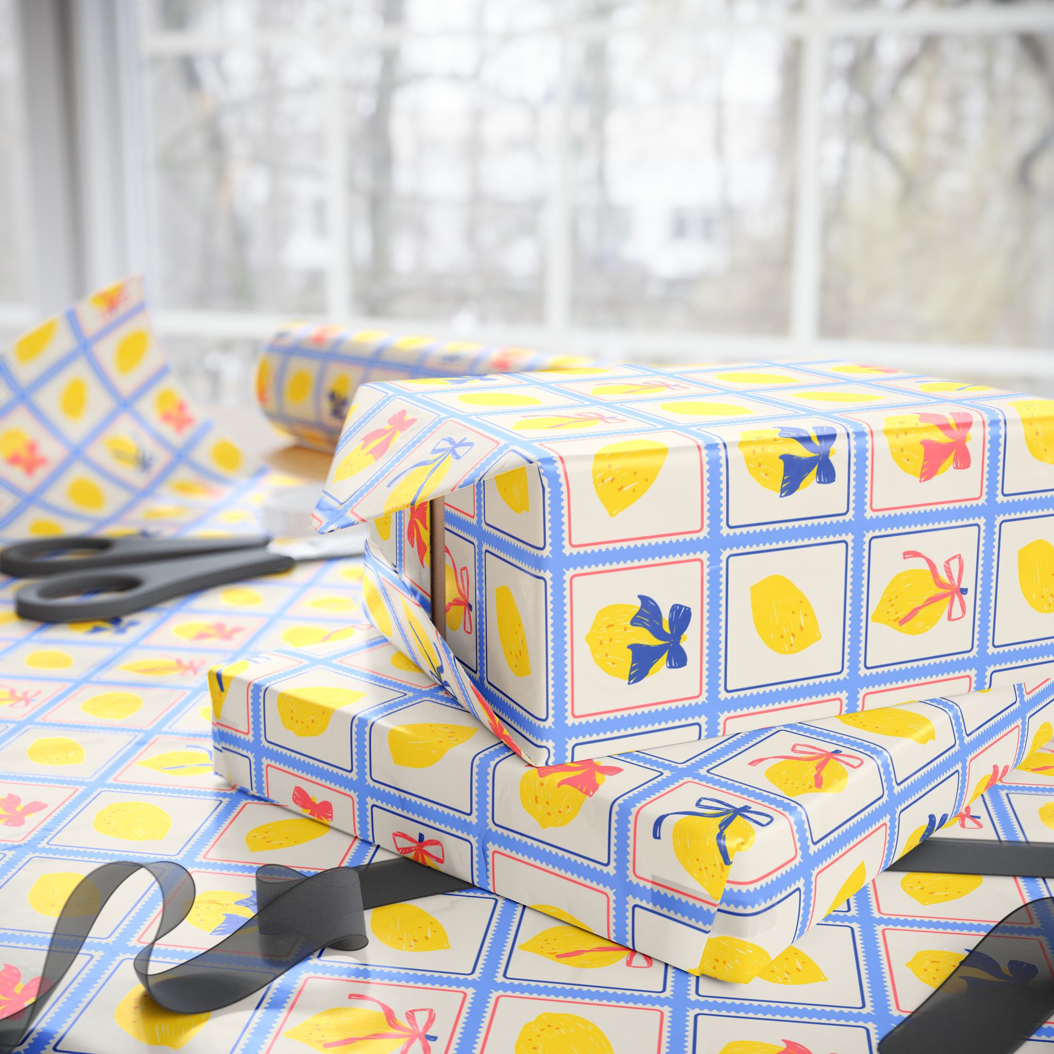 Lemon Wrapping Paper | Bow Pattern Gift Wrap