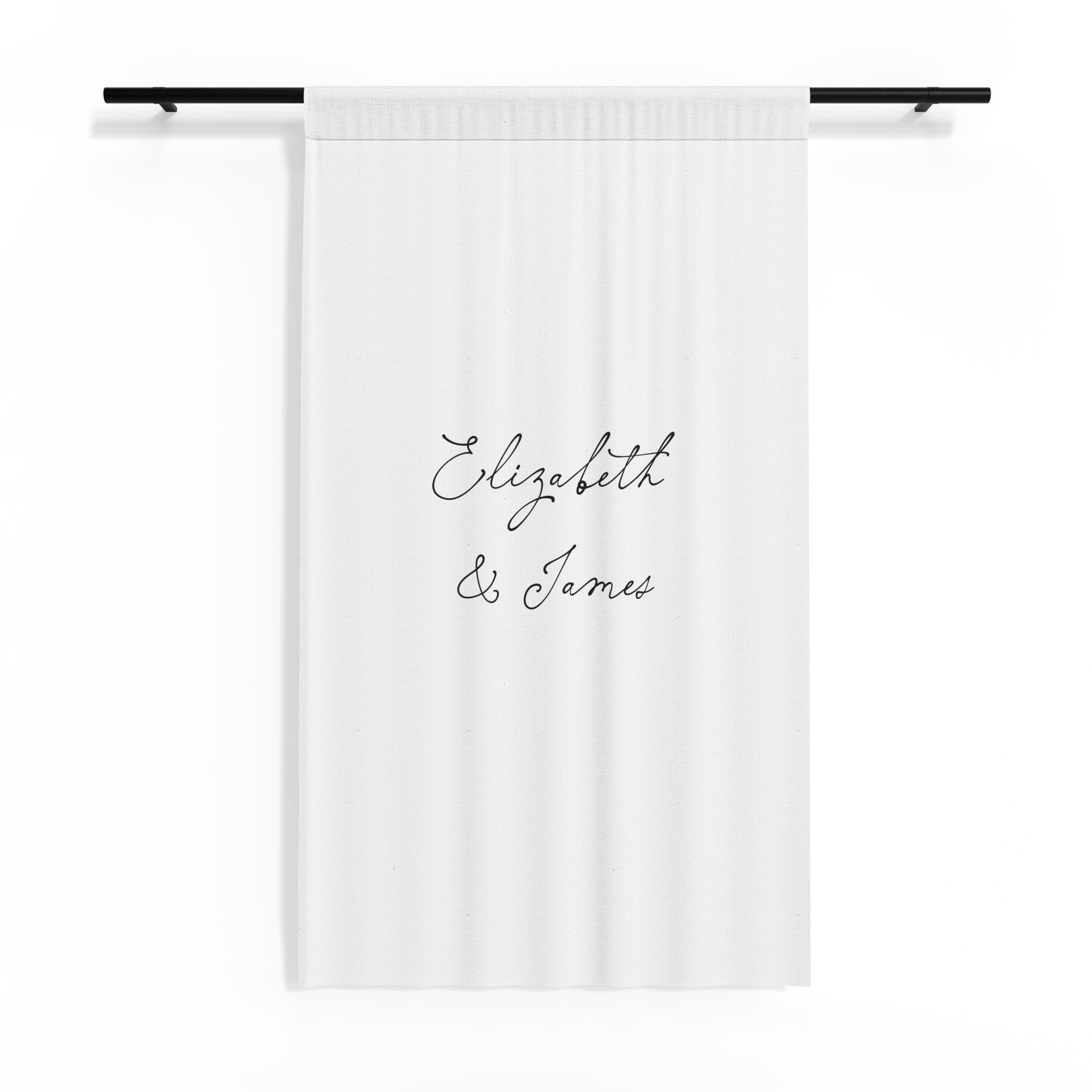 Sheer Curtain — Personalized Bride and Groom Script Hanging Curtain