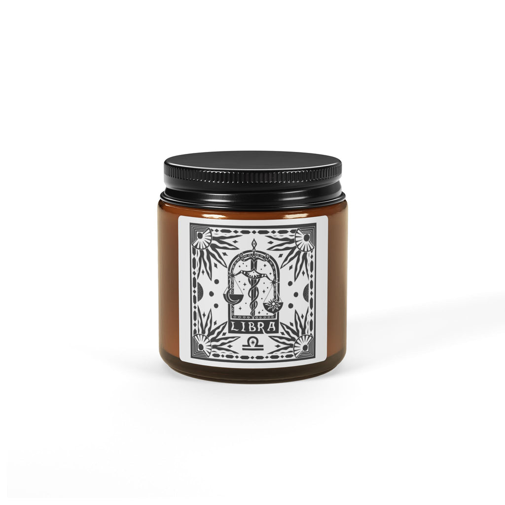 Libra Zodiac Scented Soy Candle — Amber Jar (Multi-Size)