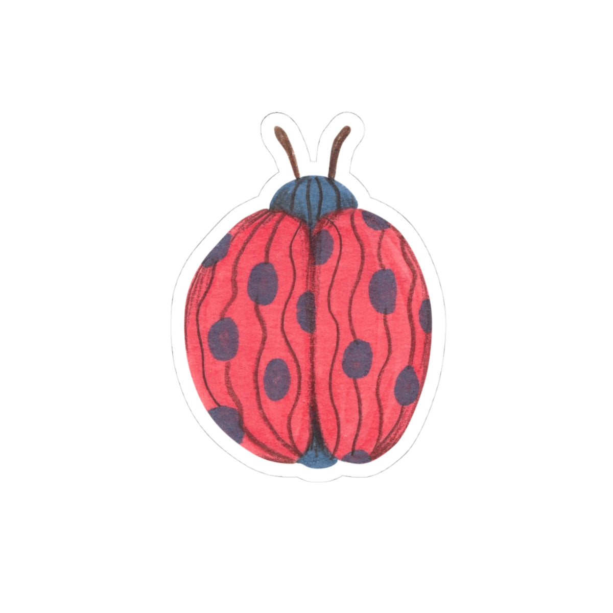 Ladybug Kiss-Cut Sticker — Cute Red Polka Dot Bug Decal for Laptops, Water Bottles & Notebooks