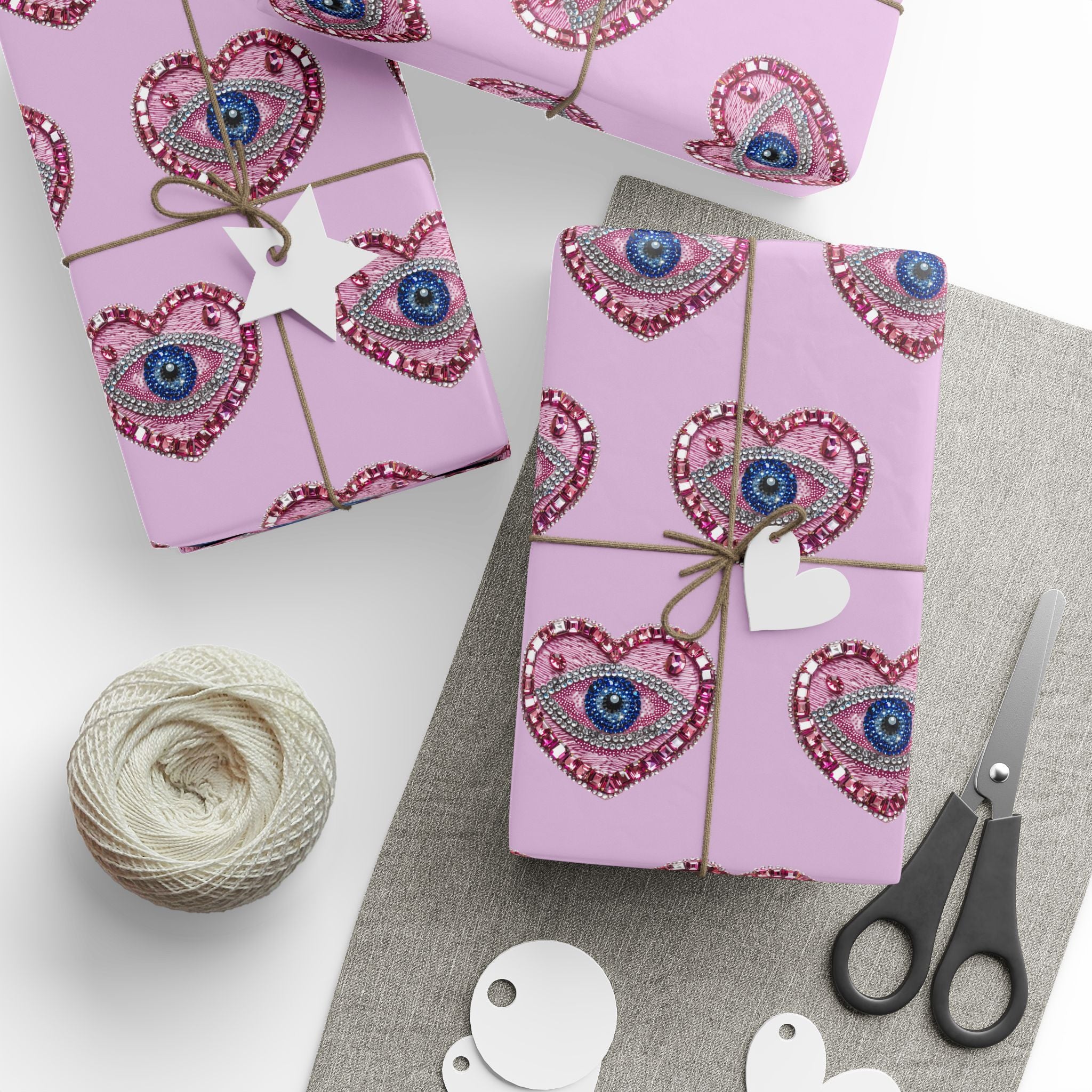 Peacock Heart Pattern Wrapping Paper — Pink Decorative Gift Wrap for Birthdays & Valentine’s