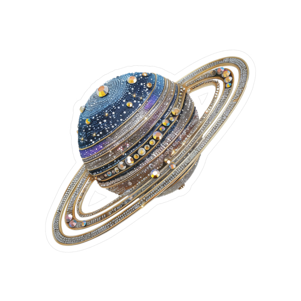 Galaxy Gem Vinyl Sticker — Decorative Saturn Planet Kiss-Cut