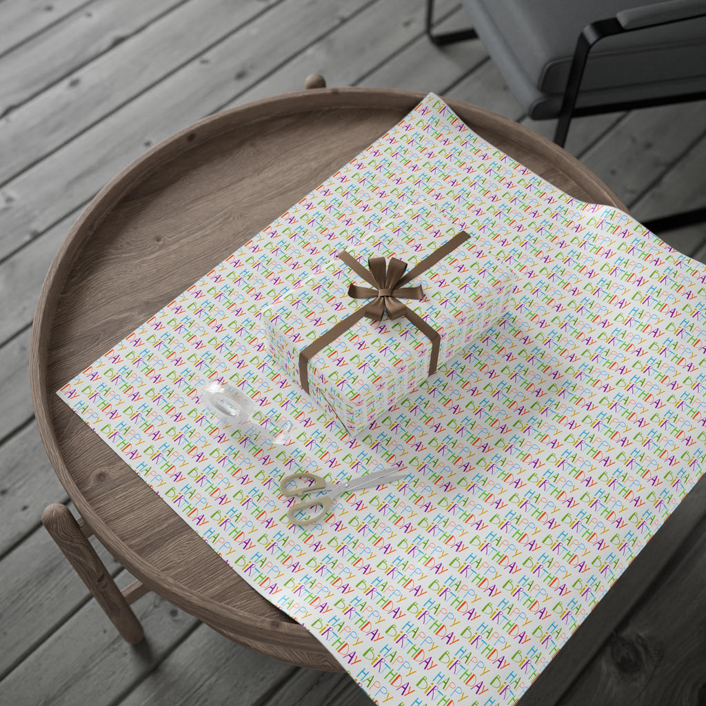 Wrapping Paper — Colorful "Happy Birthday" Repeat Gift Wrap
