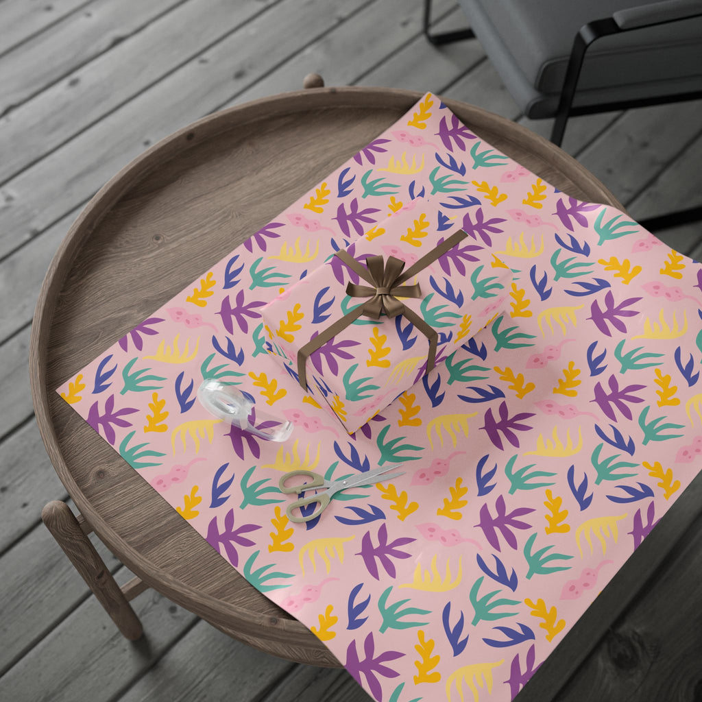 Floral Confetti Wrapping Paper - Pastel Pink Botanical Gift Wrap