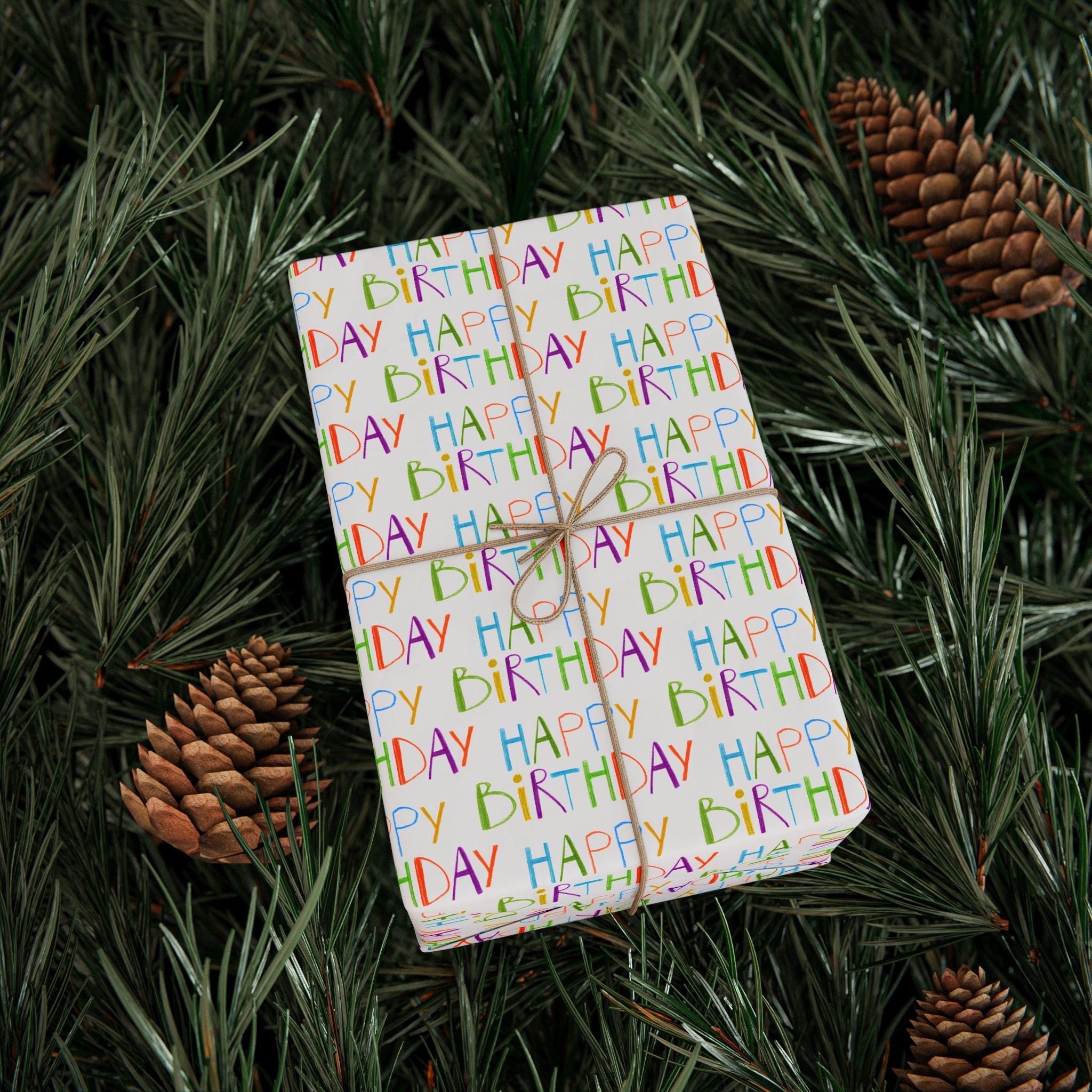 Wrapping Paper — Colorful "Happy Birthday" Repeat Gift Wrap