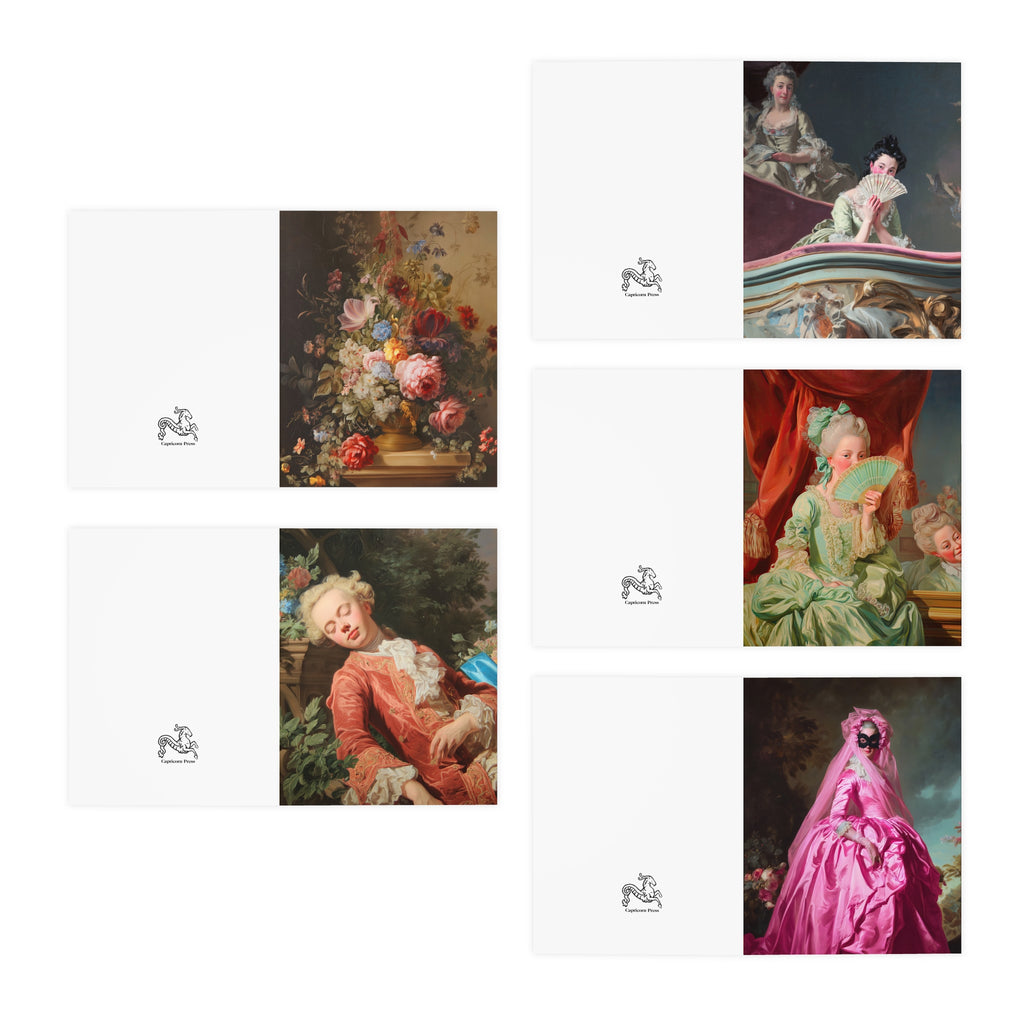 Vintage Rococo Art Greeting Cards — 5-Pack Blank Note Cards