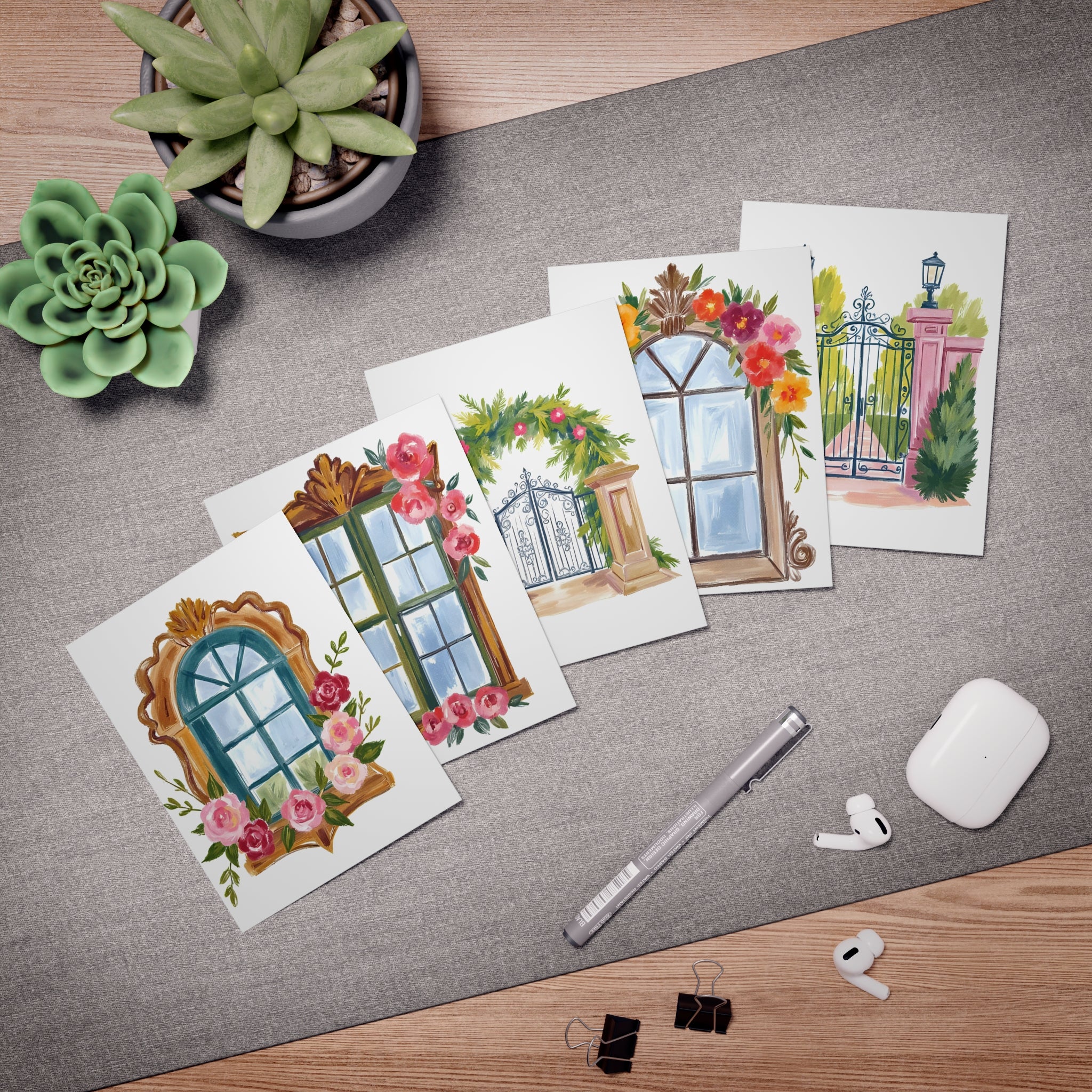 Floral Greeting Cards Set | Window & Gate 5-Pack