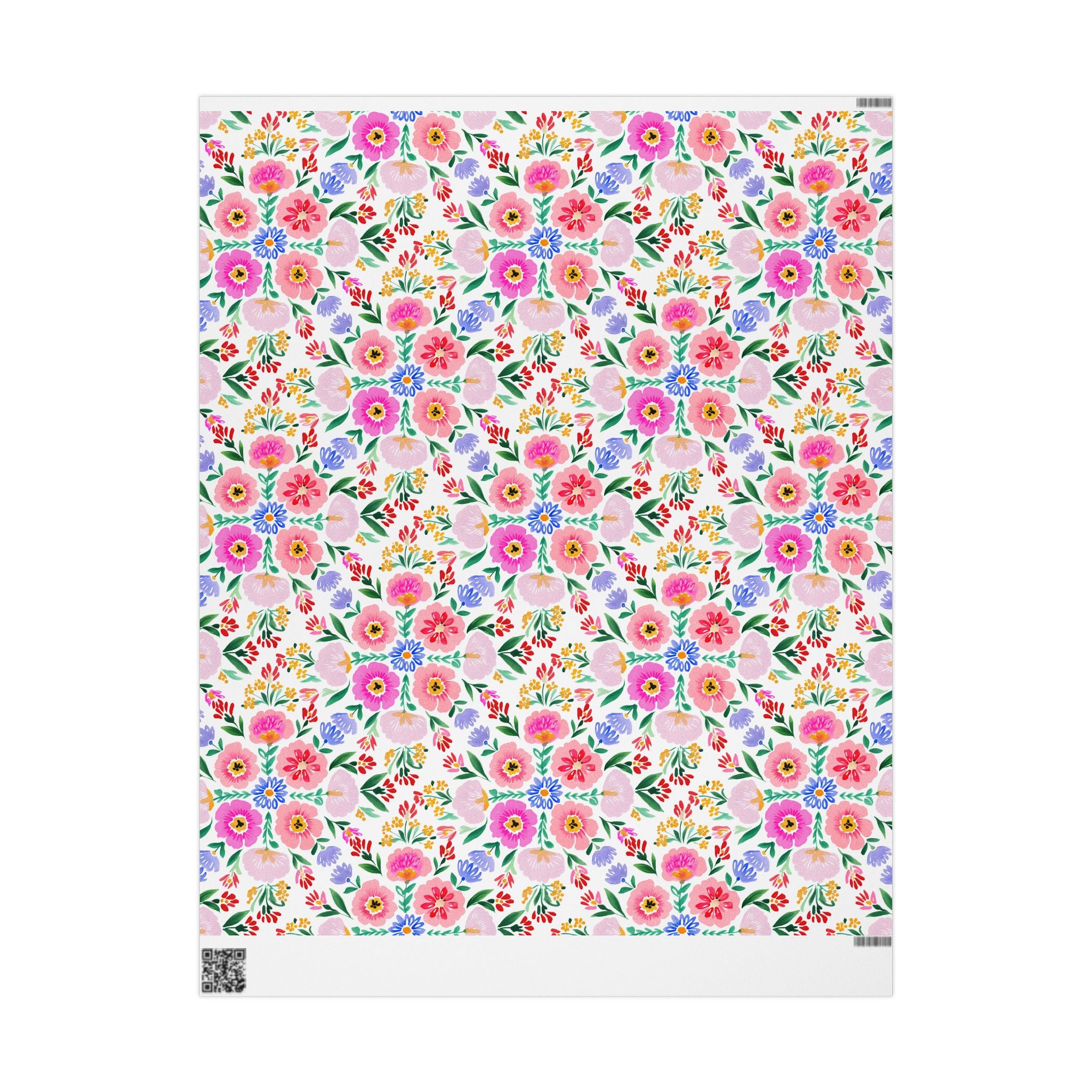 Floral Spring Gift Wrapping Paper — Pink Watercolor Flowers Pattern