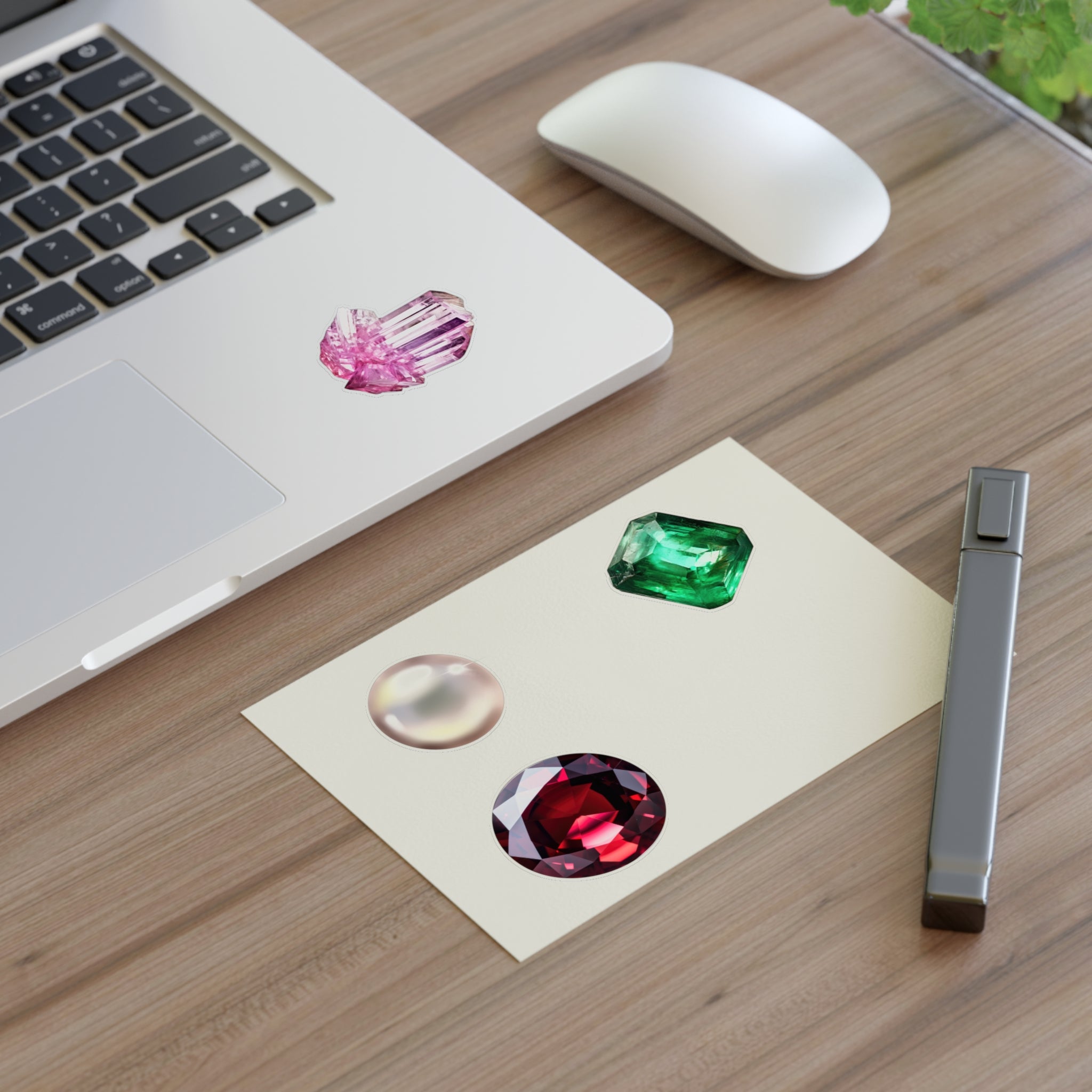 Gemstone Sticker Sheets — Pearl, Emerald, Ruby & Crystal Decorative Stickers