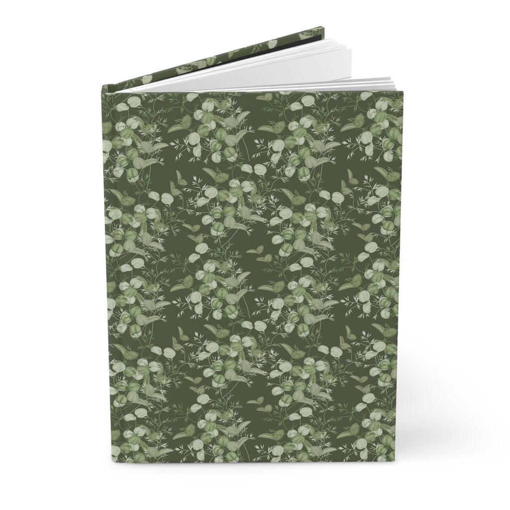 Botanical Eucalyptus Hardcover Journal — Green Floral Notebook for Writing & Gift
