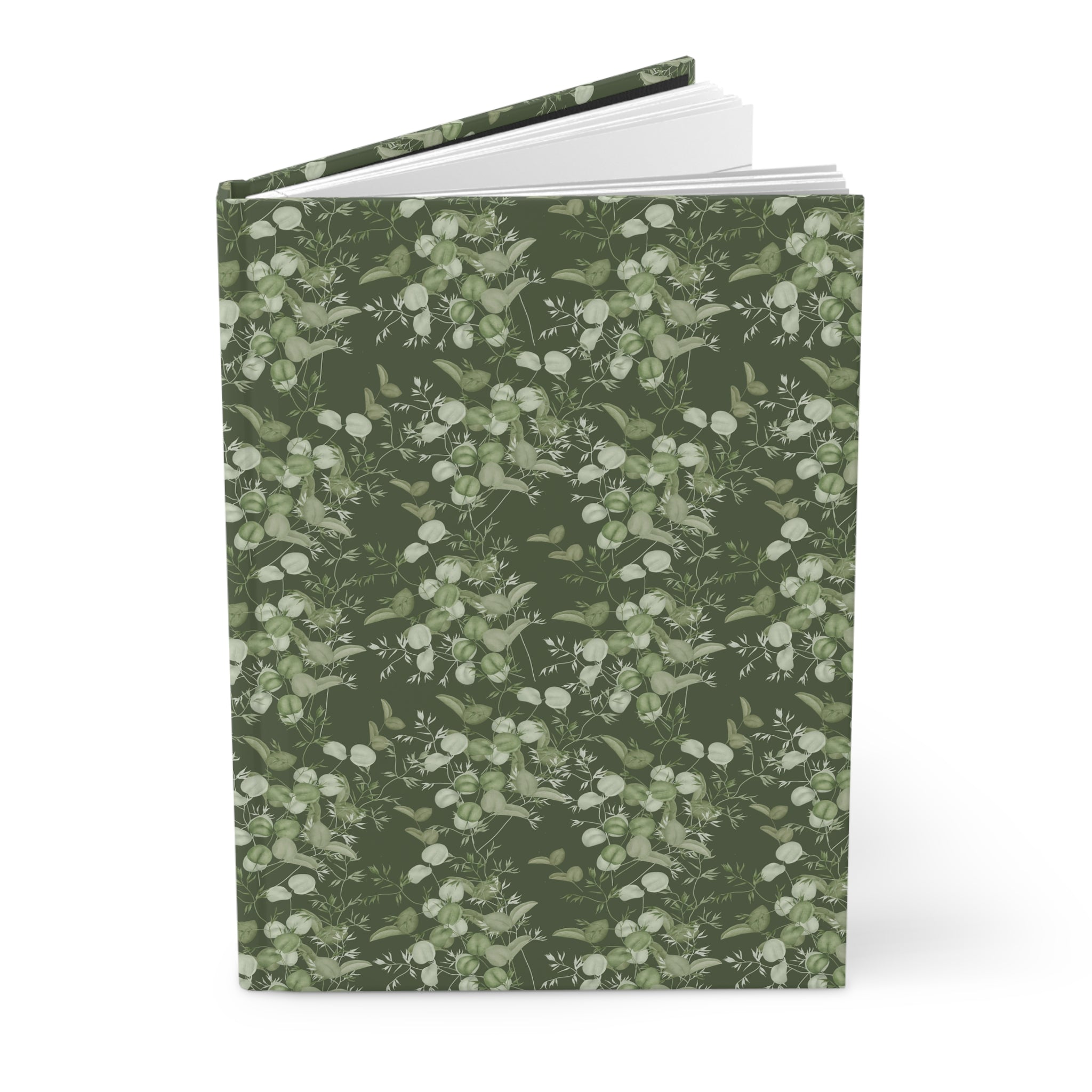 Botanical Eucalyptus Hardcover Journal — Green Floral Notebook for Writing & Gift
