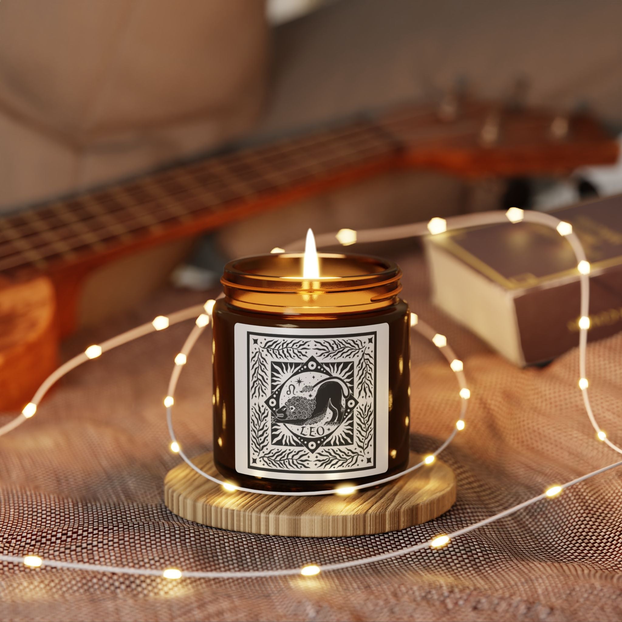 Leo Zodiac Soy Candle — Amber Jar Scented Candle (Multi-Size)