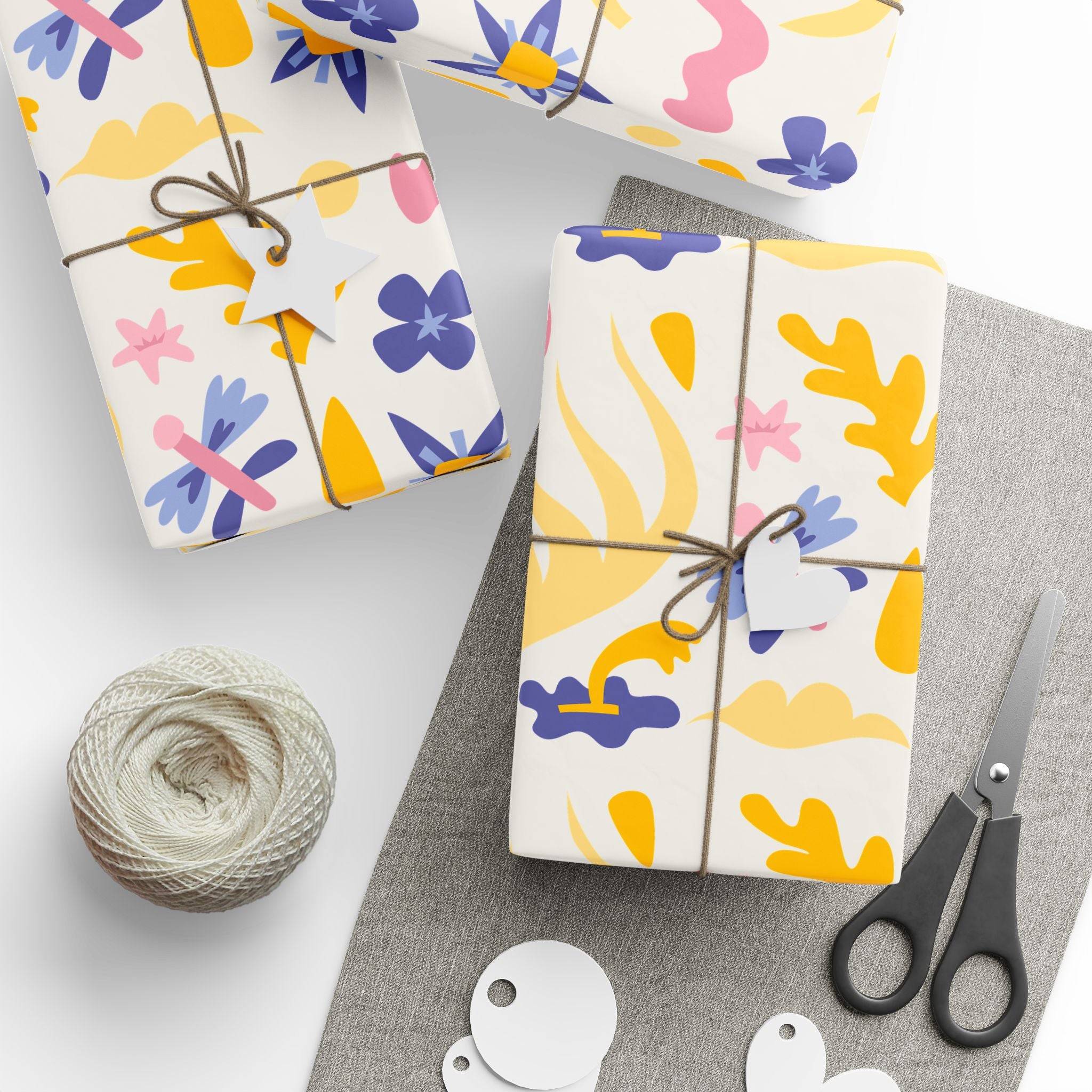 Floral Pastel Wrapping Paper Roll — Yellow, Pink & Lavender Patterned Gift Wrap