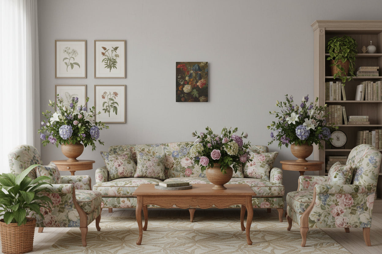 Vintage Floral Still Life Canvas Print — Matte Stretched Wall Art