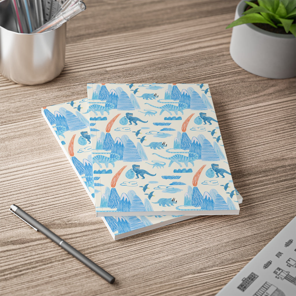 Dinosaur Notebook A5 | Blue Jurassic Pattern Journal