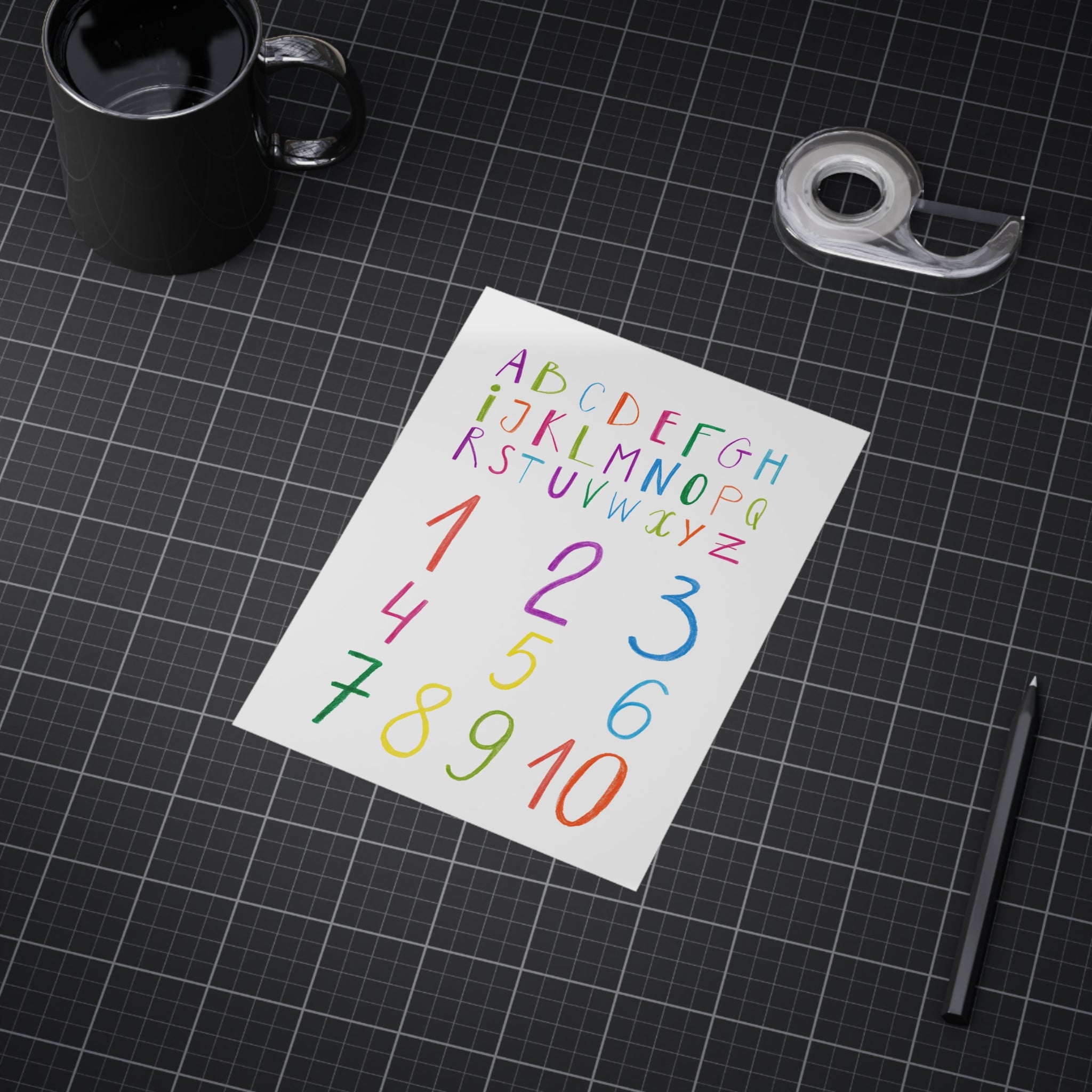 Kids Alphabet & Numbers Print — Colorful Educational Wall Art (Unframed)