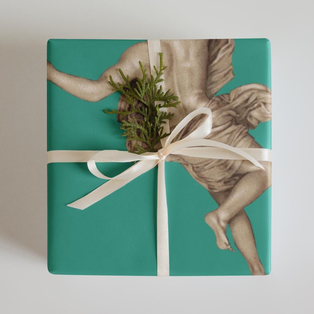 Teal Classical Statue Wrapping Paper Set – Matte Art Gift Wrap