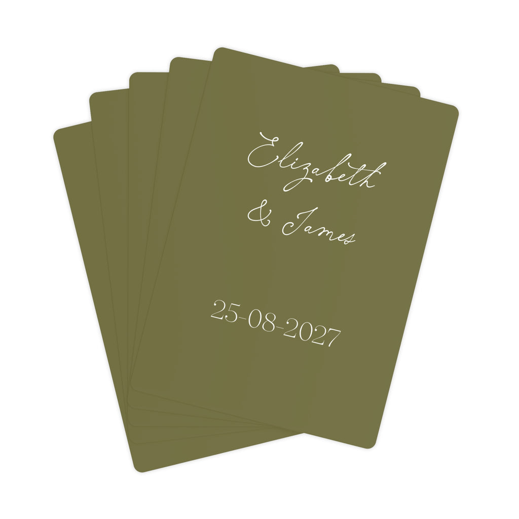 Olive Wedding Favour Personalised Poker Cards