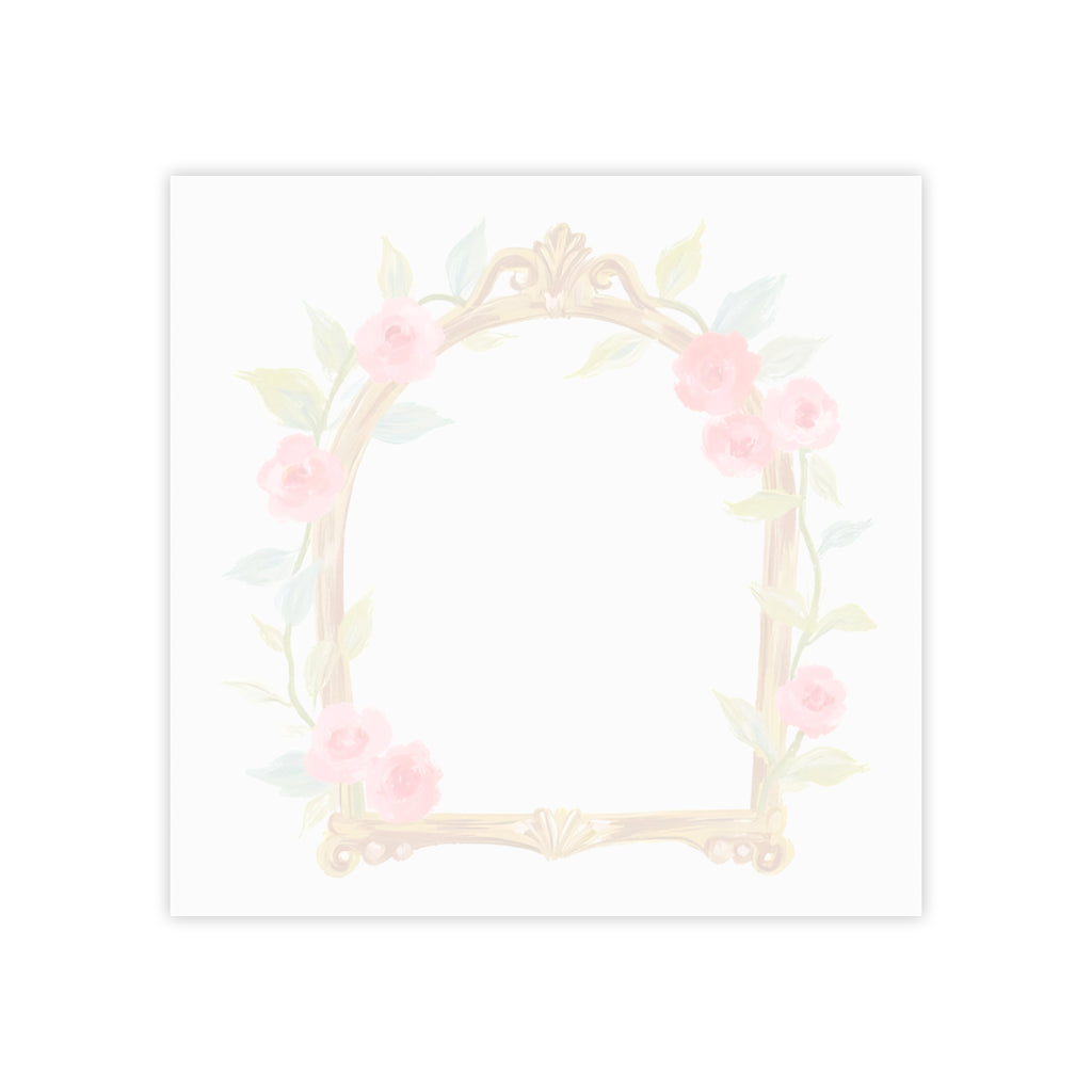 Floral Gold Frame Post-it Notes — Pink Rose Decorative Sticky Notes