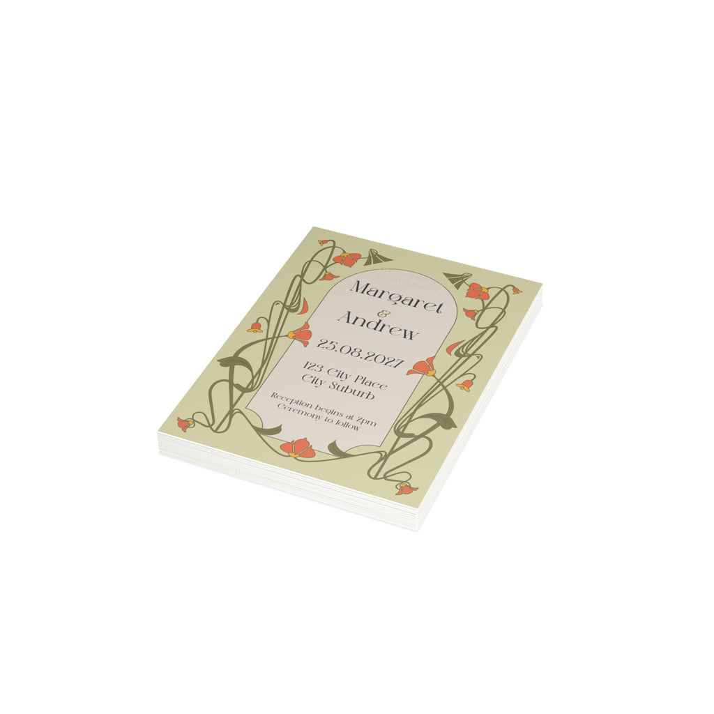 Victorian Wedding Invitation | Customizable Flat Card Pack (10, 30, 50 Count)