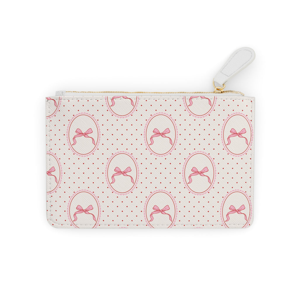 Mini Clutch — Pink Ribbon Cameo Pattern Cosmetic Pouch