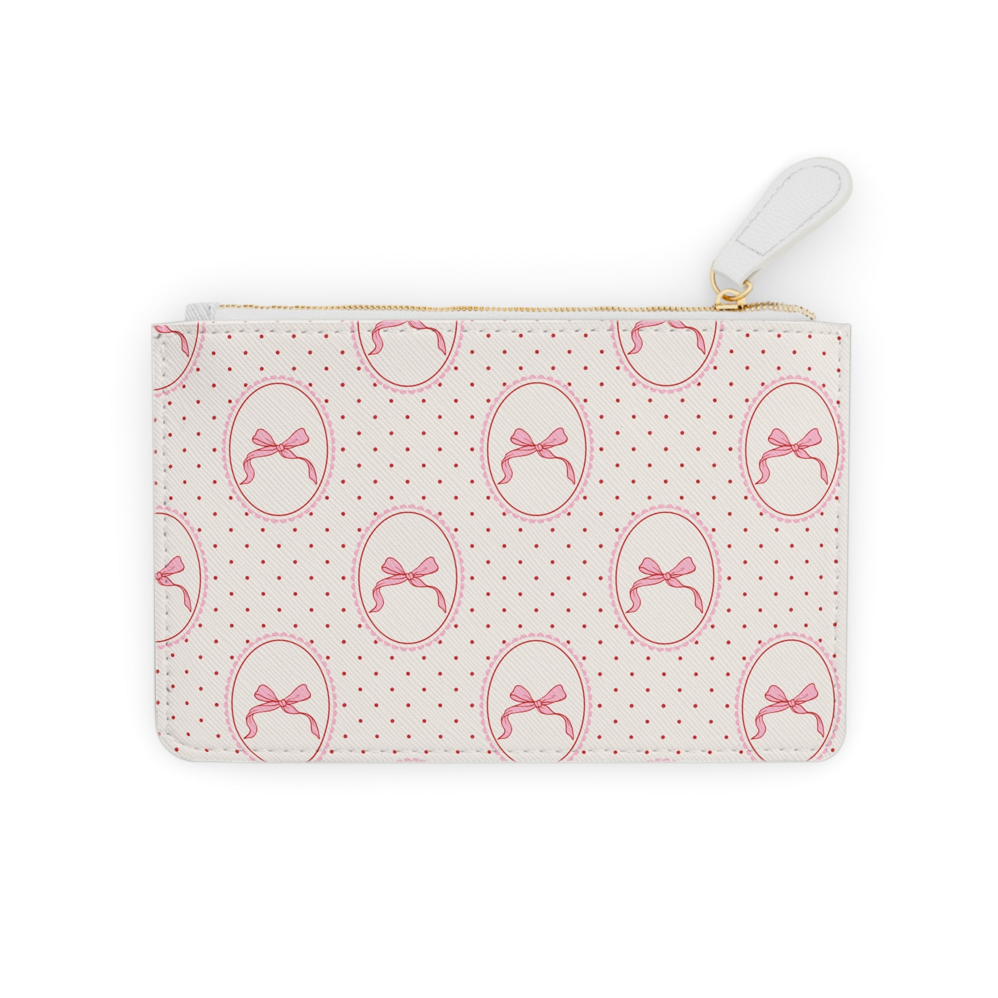 Mini Clutch — Pink Ribbon Cameo Pattern Cosmetic Pouch